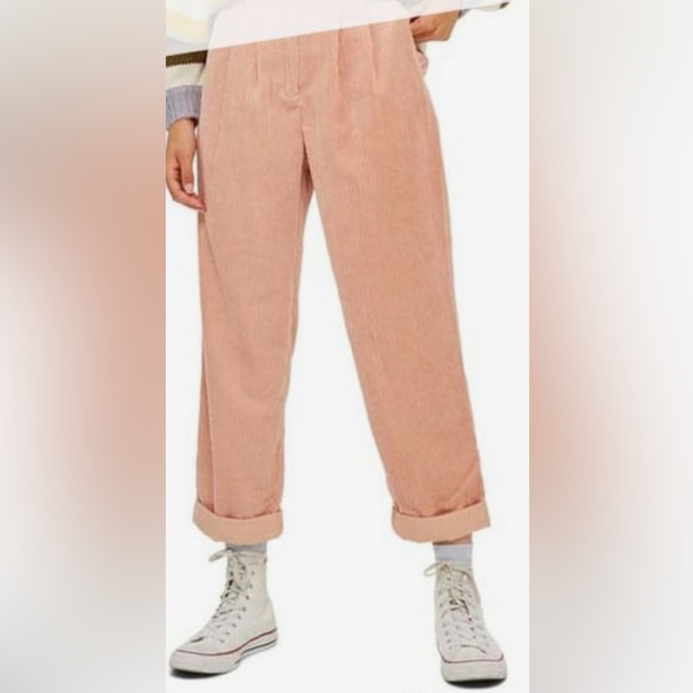 Topshop Ribbed Corduroy
Rolled Cuff Peg Pants Size 6 Blush
